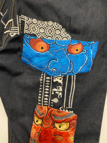 Evisu Embroidered  Tengu Ice Oni Daicock Denim Jean