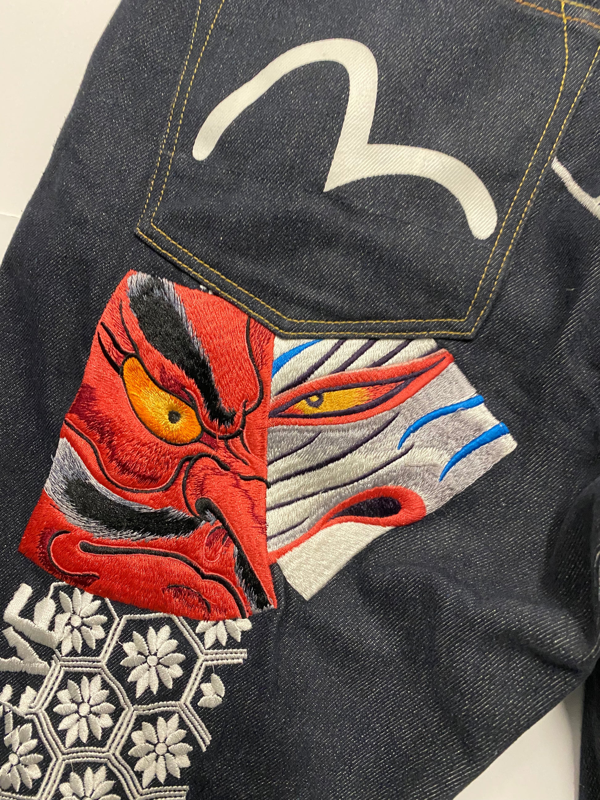 Evisu Embroidered  Tengu Ice Oni Daicock Denim Jean