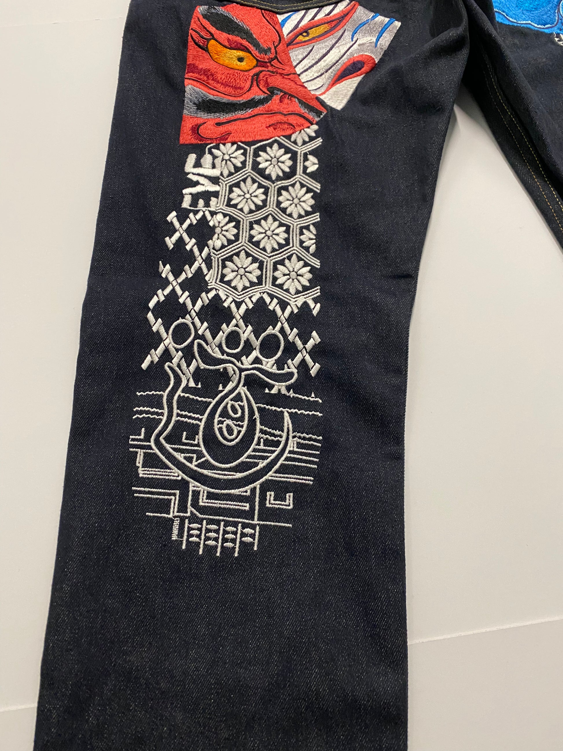 Evisu Embroidered  Tengu Ice Oni Daicock Denim Jean