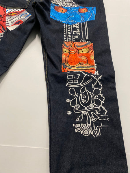 Evisu Embroidered  Tengu Ice Oni Daicock Denim Jean