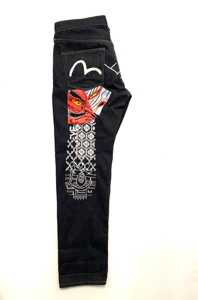 Evisu Embroidered  Tengu Ice Oni Daicock Denim Jean