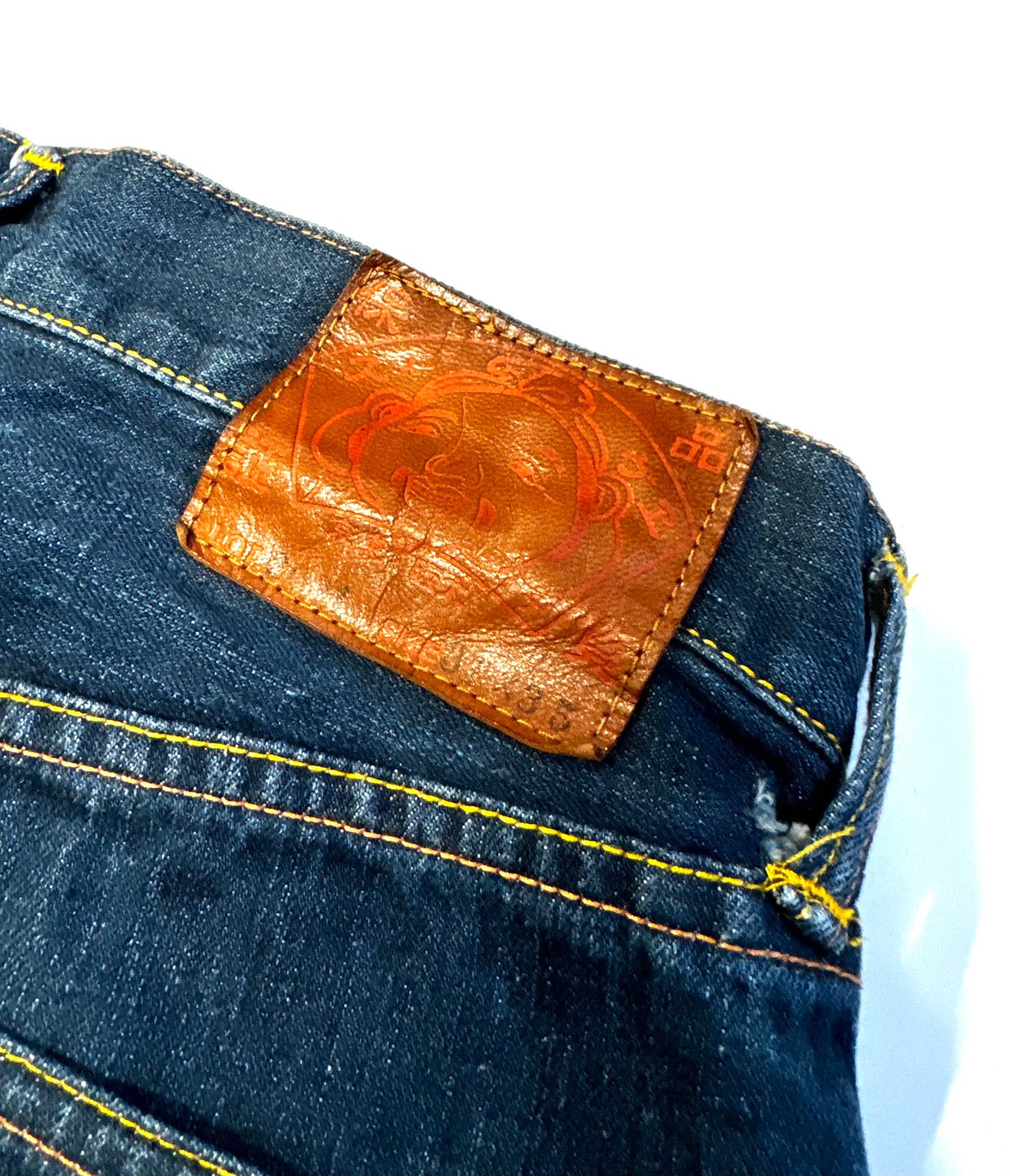 Evisu White Daicock Washed Denim Jort