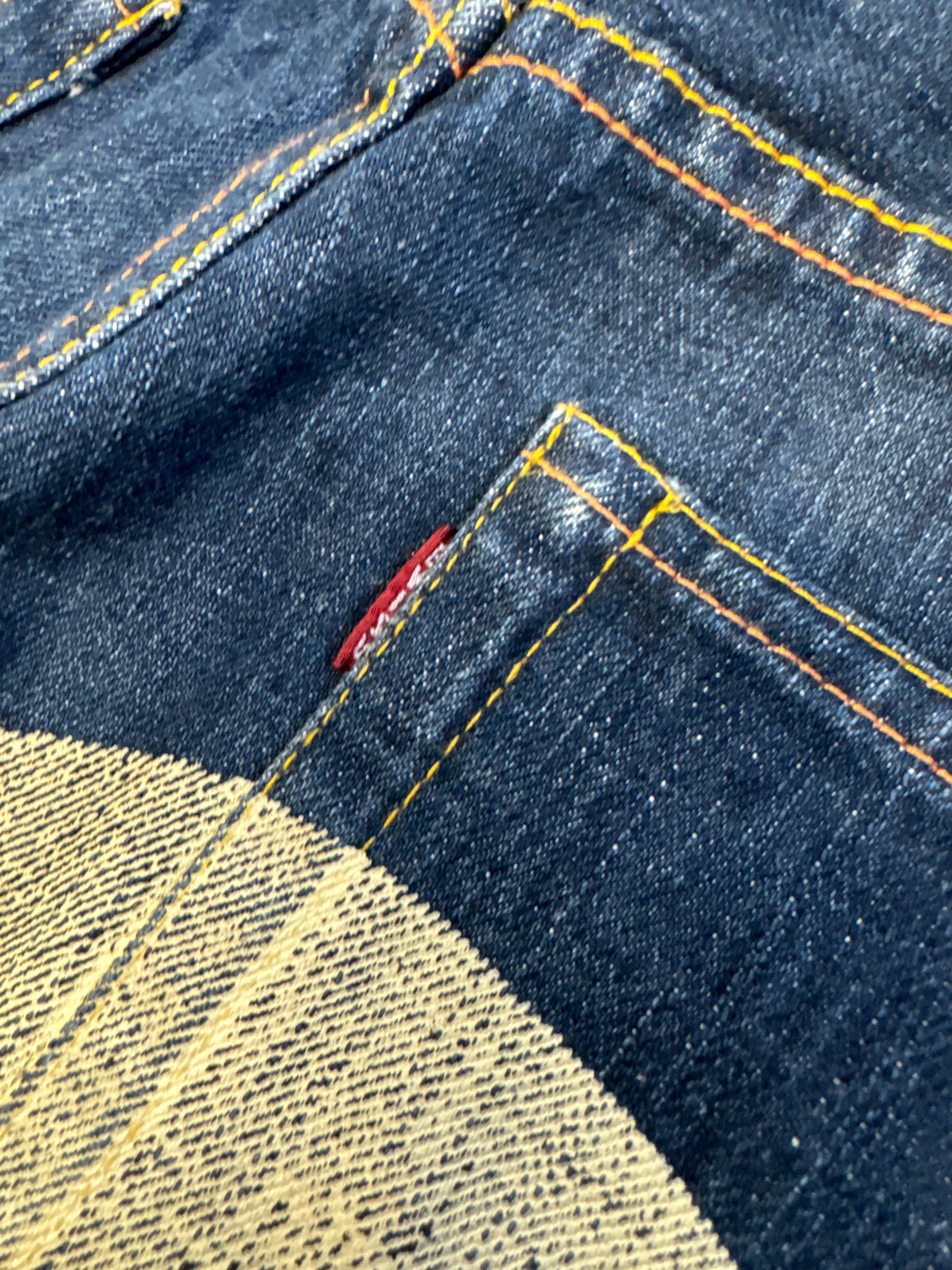 Evisu White Daicock Washed Denim Jort