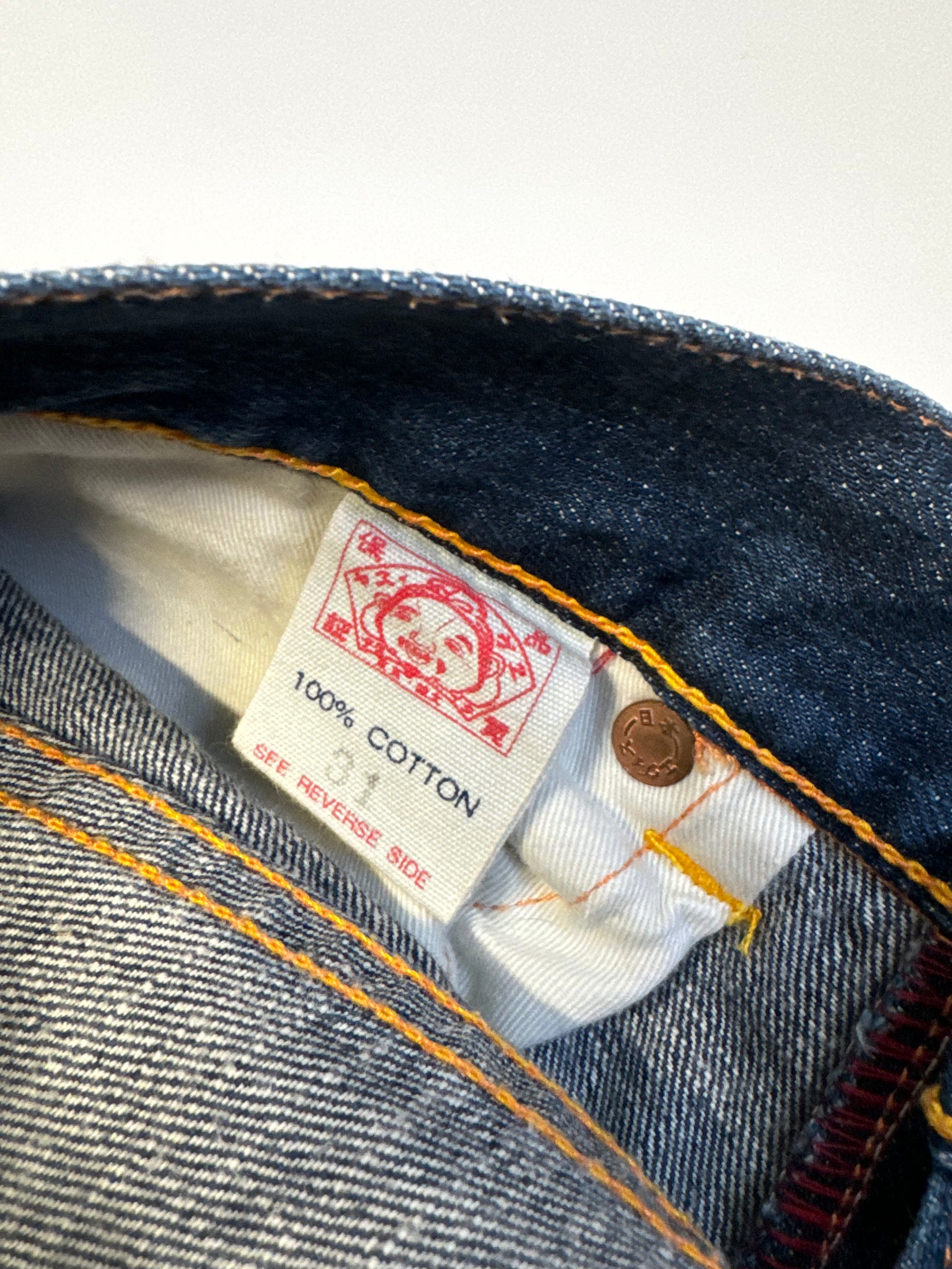 Evisu White Daicock Washed Denim Jort