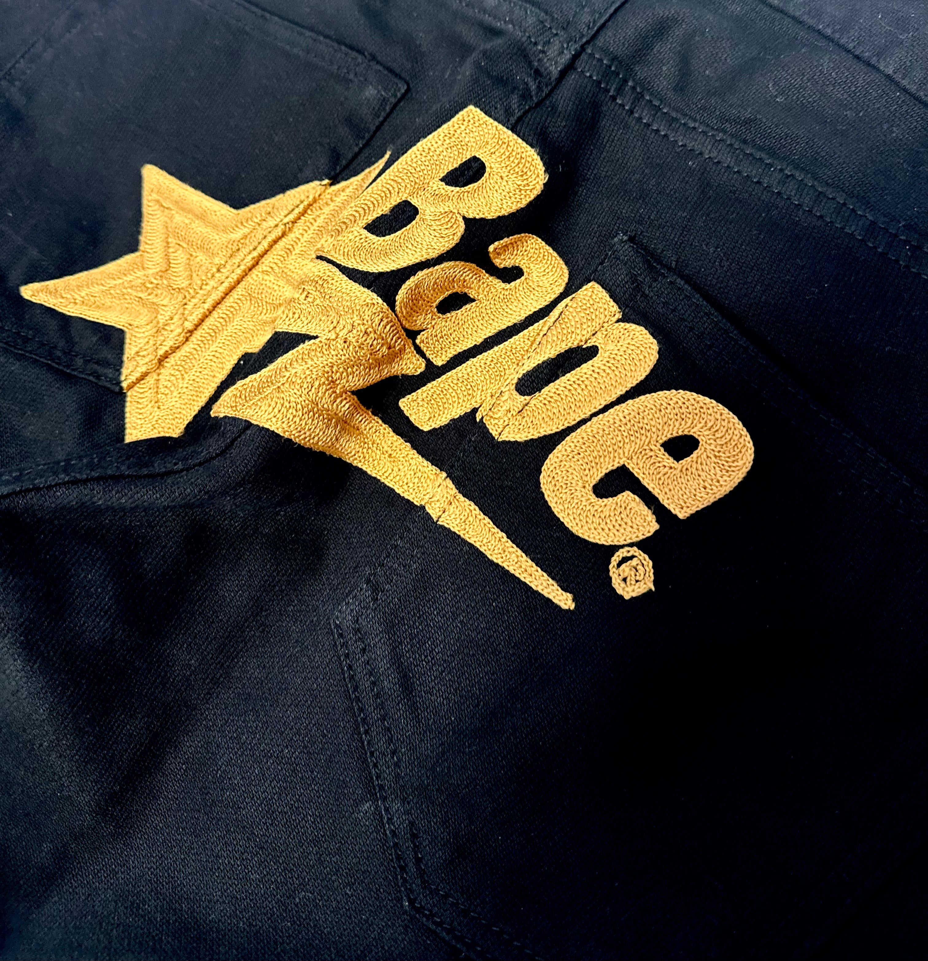 BAPE Embroidered Yellow Sta Black Pant