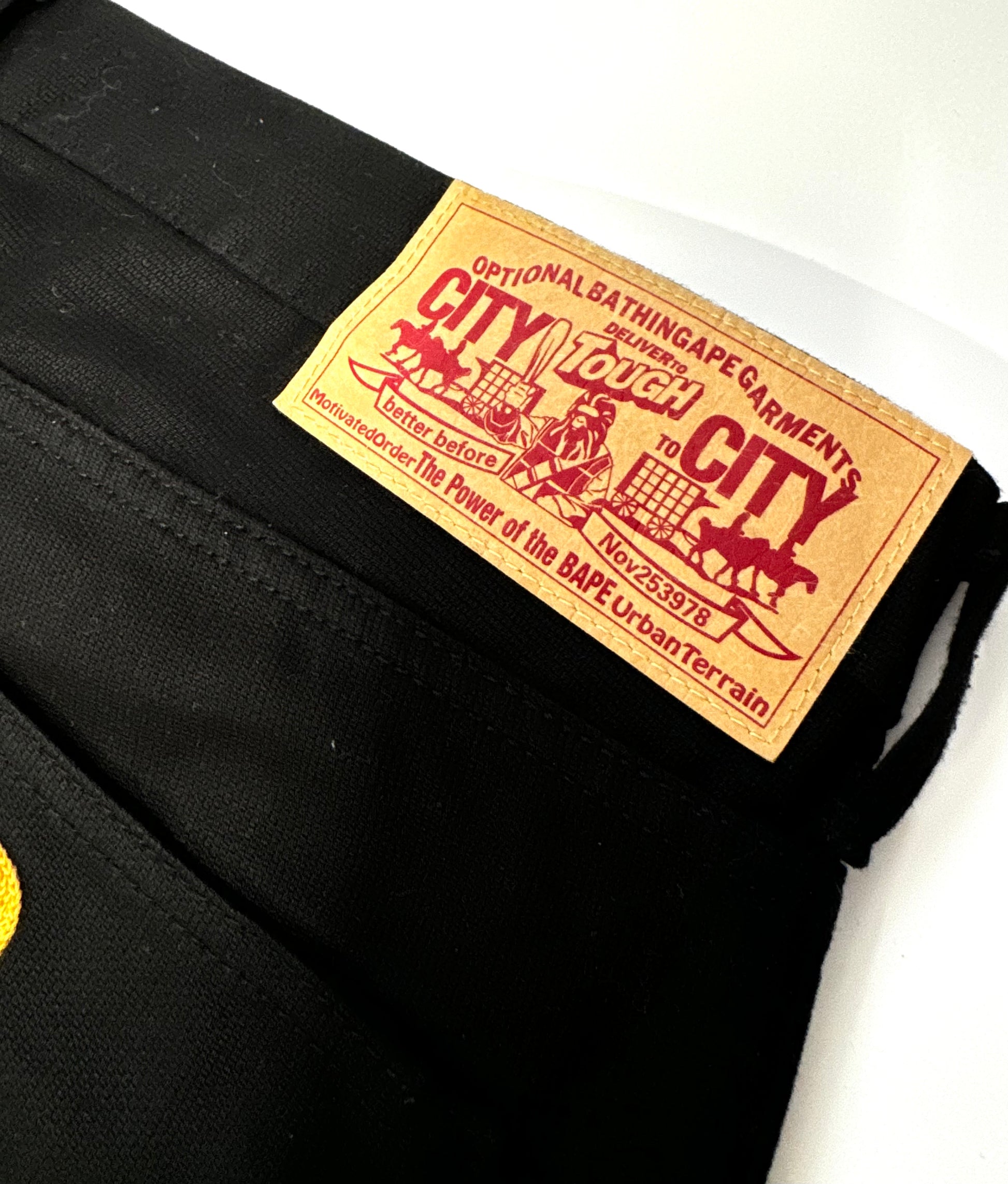 BAPE Embroidered Yellow Sta Black Pant