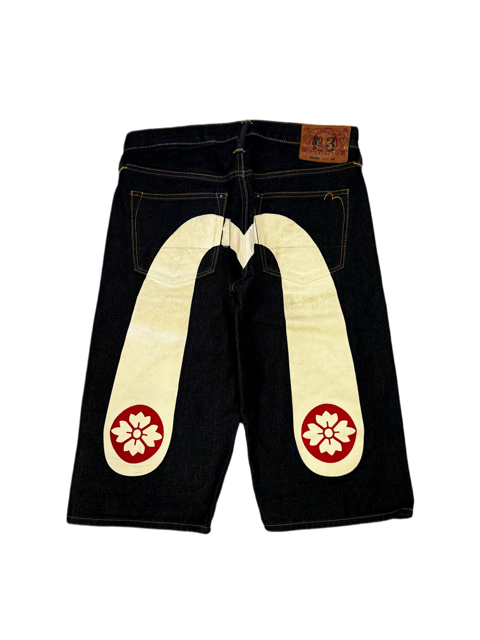 Evisu No.3 White Daicock Denim Short Jort