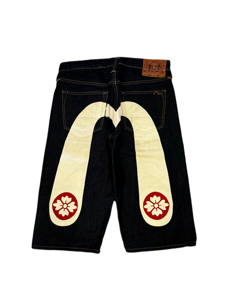 Evisu No.3 White Daicock Denim Short Jort