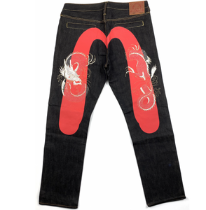 Evisu Red Daicock Silver Dragon Raw Denim Jean