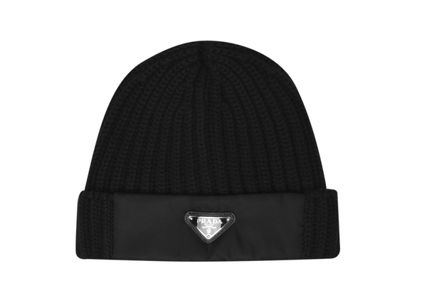 PRADA Re-Nylon Patch Wool Beanie