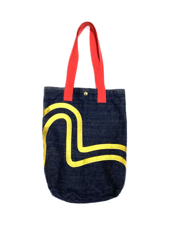 Evisu Yamane Denim Yellow Seagull Selvedge Tote Bag