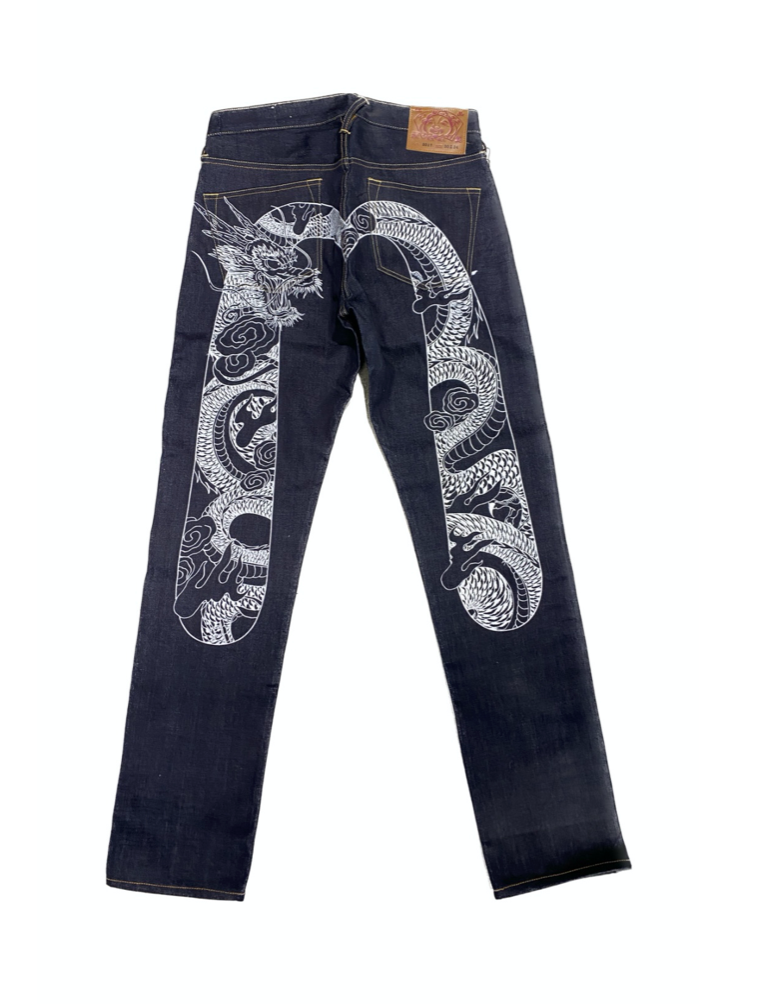 Evisu White Dragon Embroidery Raw Denim Jean