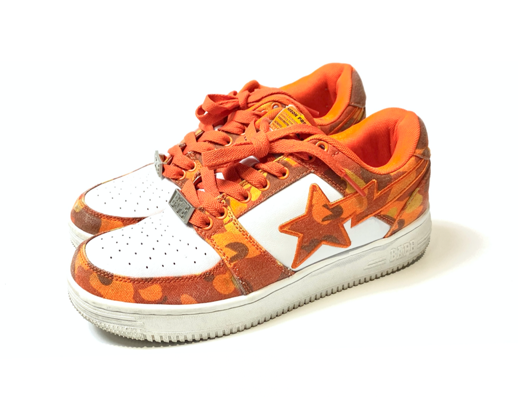 BAPE x Heron Preston Orange Camo BAPESTA