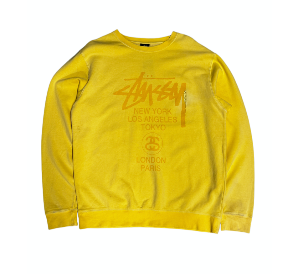 Stussy Yellow World tour Crewneck