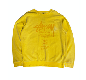 Stussy Yellow World tour Crewneck