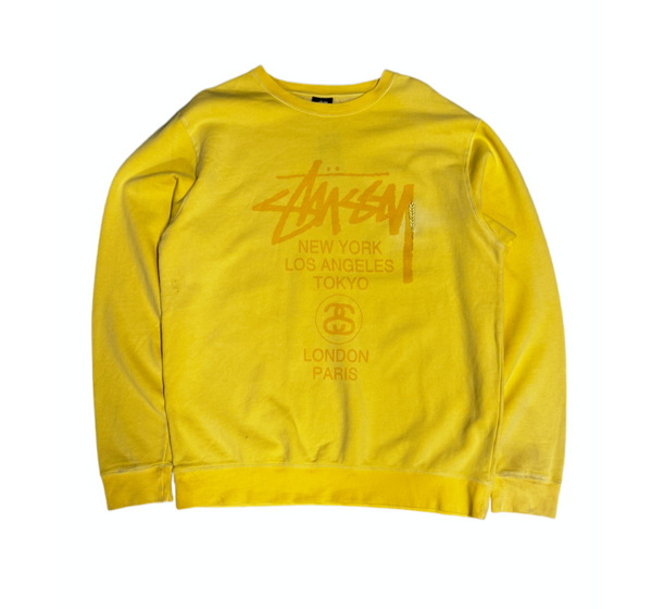 Stussy Yellow World tour Crewneck