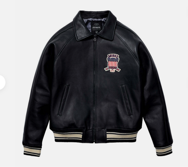 Avirex Varisty Black Leather Jacket