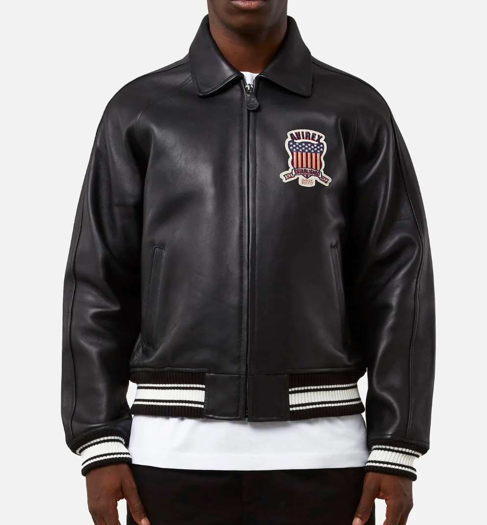 Avirex Varisty Black Leather Jacket