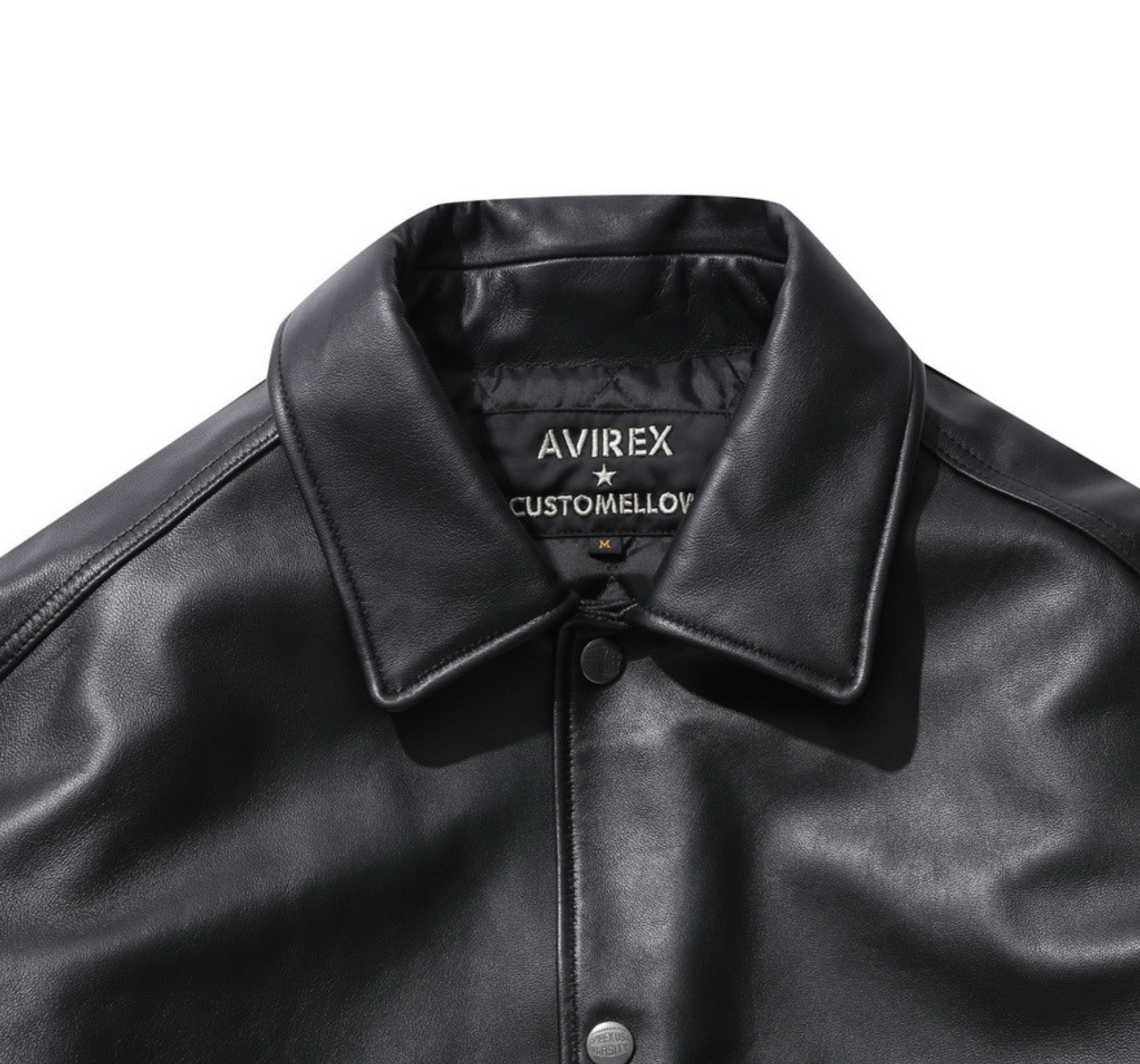 Avirex x Customellow Varisty Black Leather Jacket Limited Edition