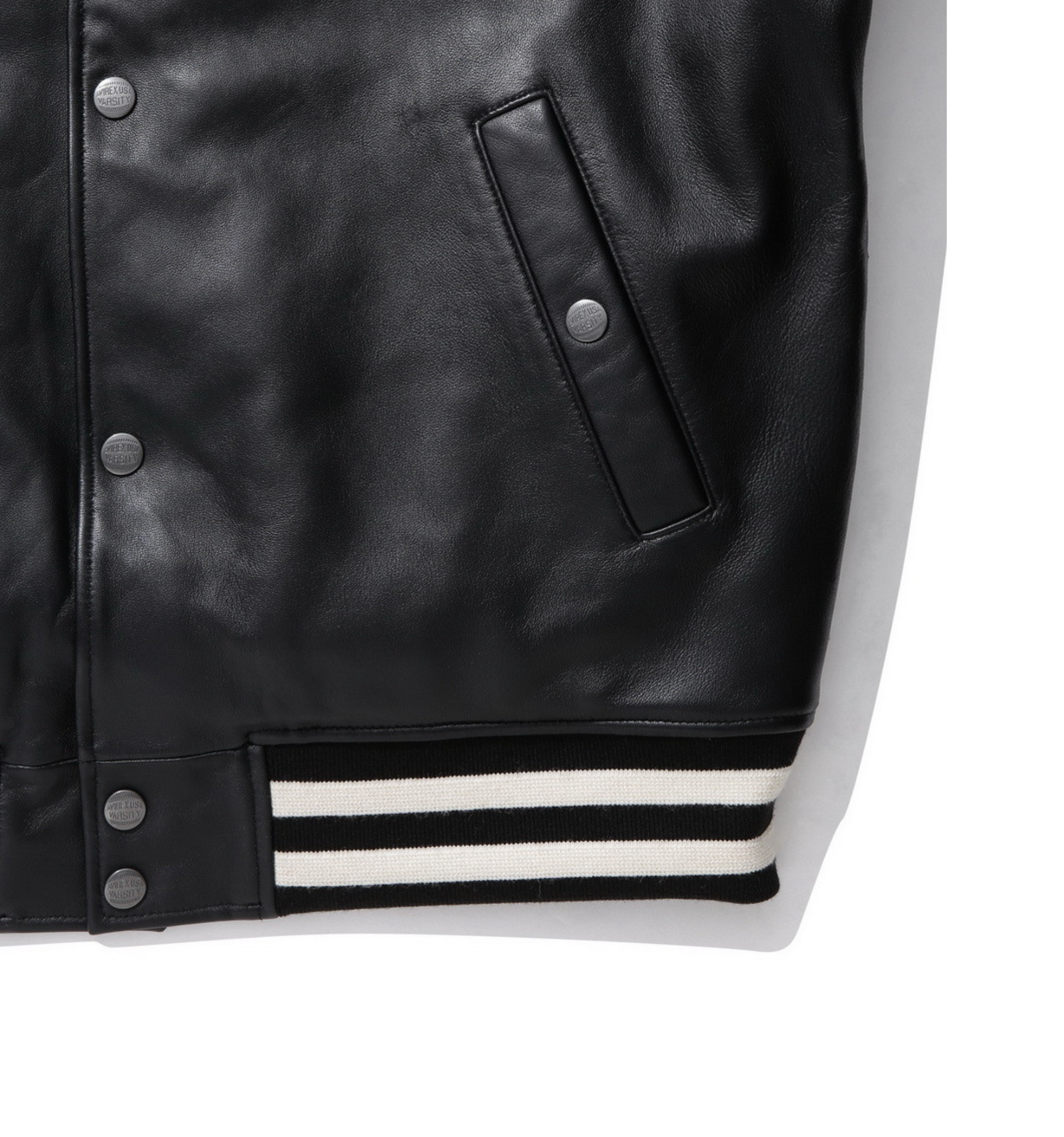 Avirex x Customellow Varisty Black Leather Jacket Limited Edition