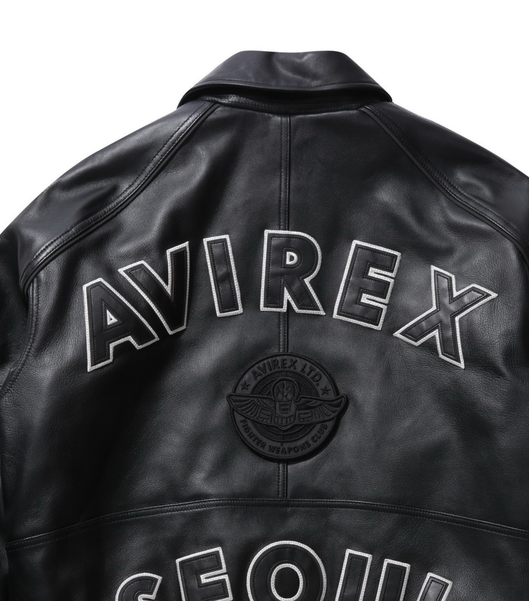 Avirex x Customellow Varisty Black Leather Jacket Limited Edition