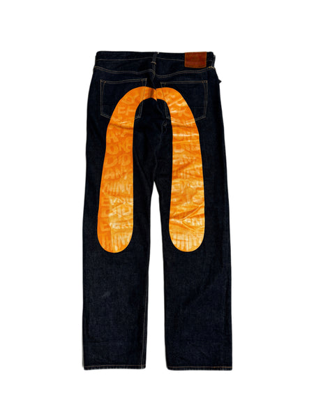 Evisu Orange Daicock Denim Jean