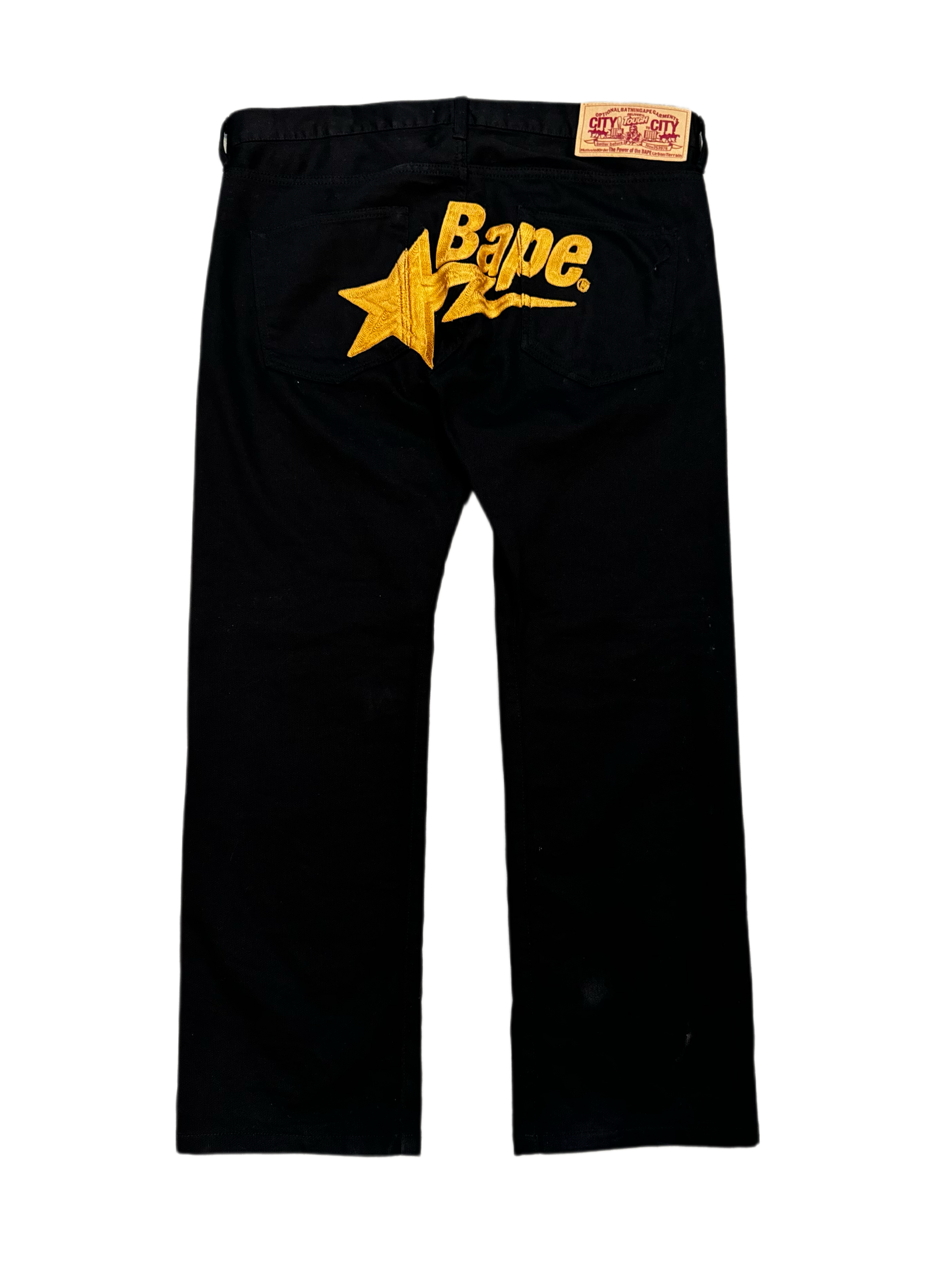 BAPE Embroidered Yellow Sta Black Pant