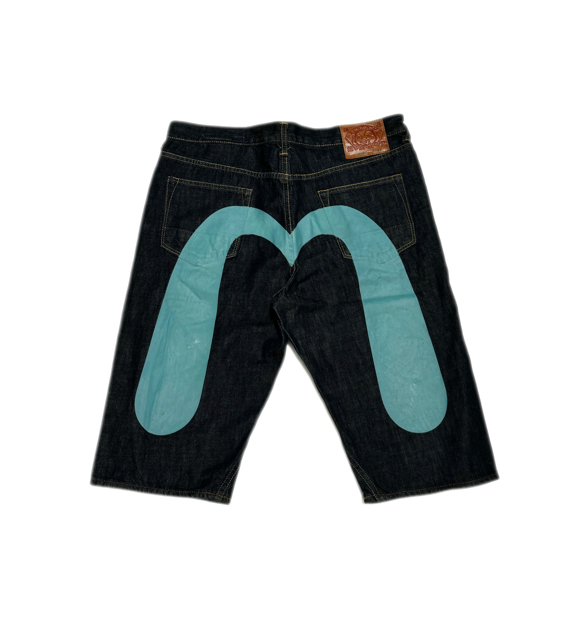 Evisu  Blue Daicock Washed Denim Jorts