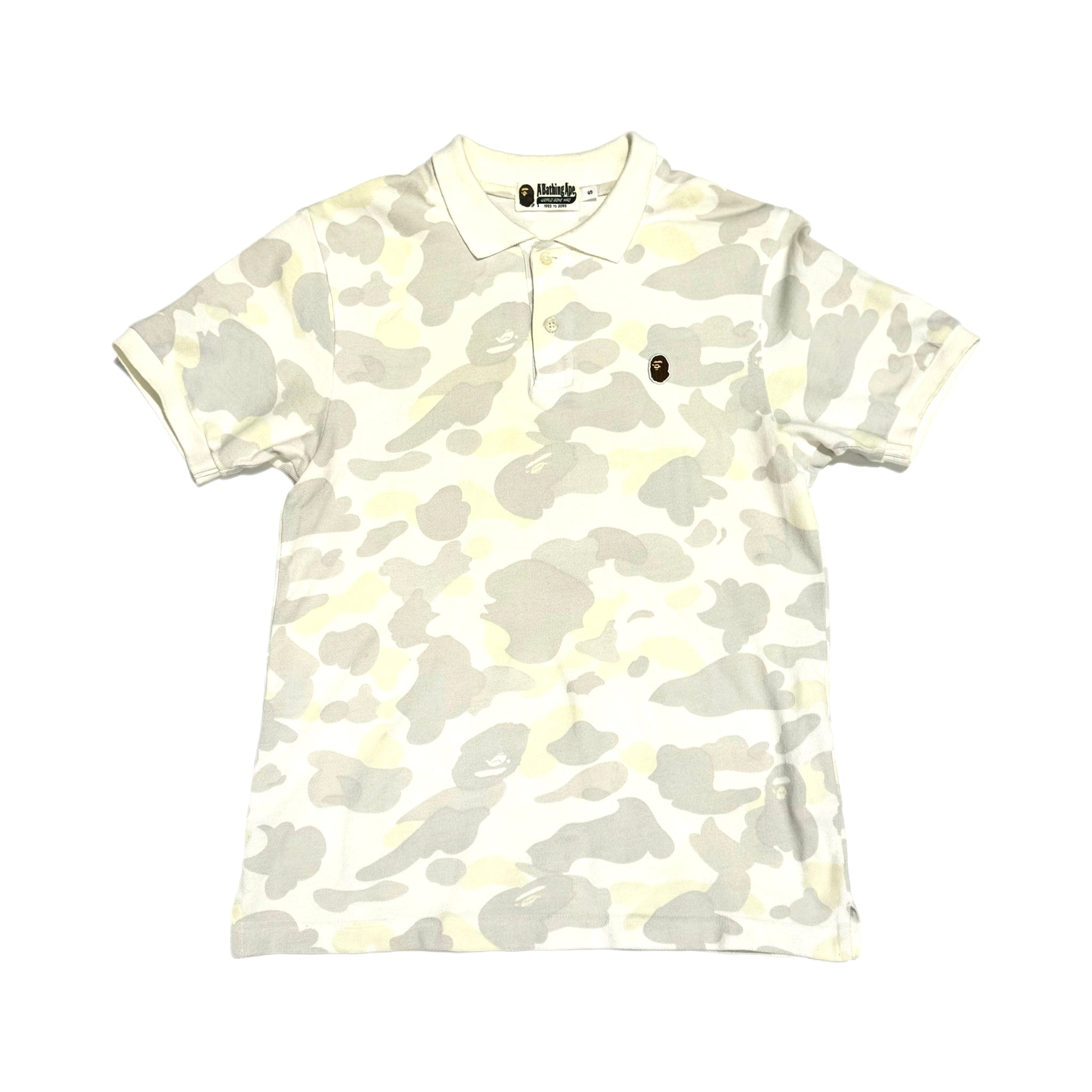 BAPE OG White/ Gry Camo Polo Shirt