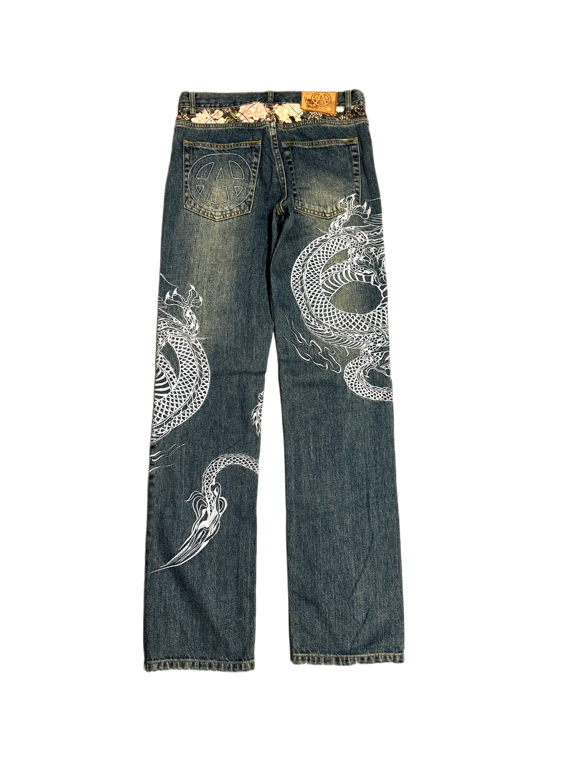 Acupuncture Dragon Washed Denim Jean