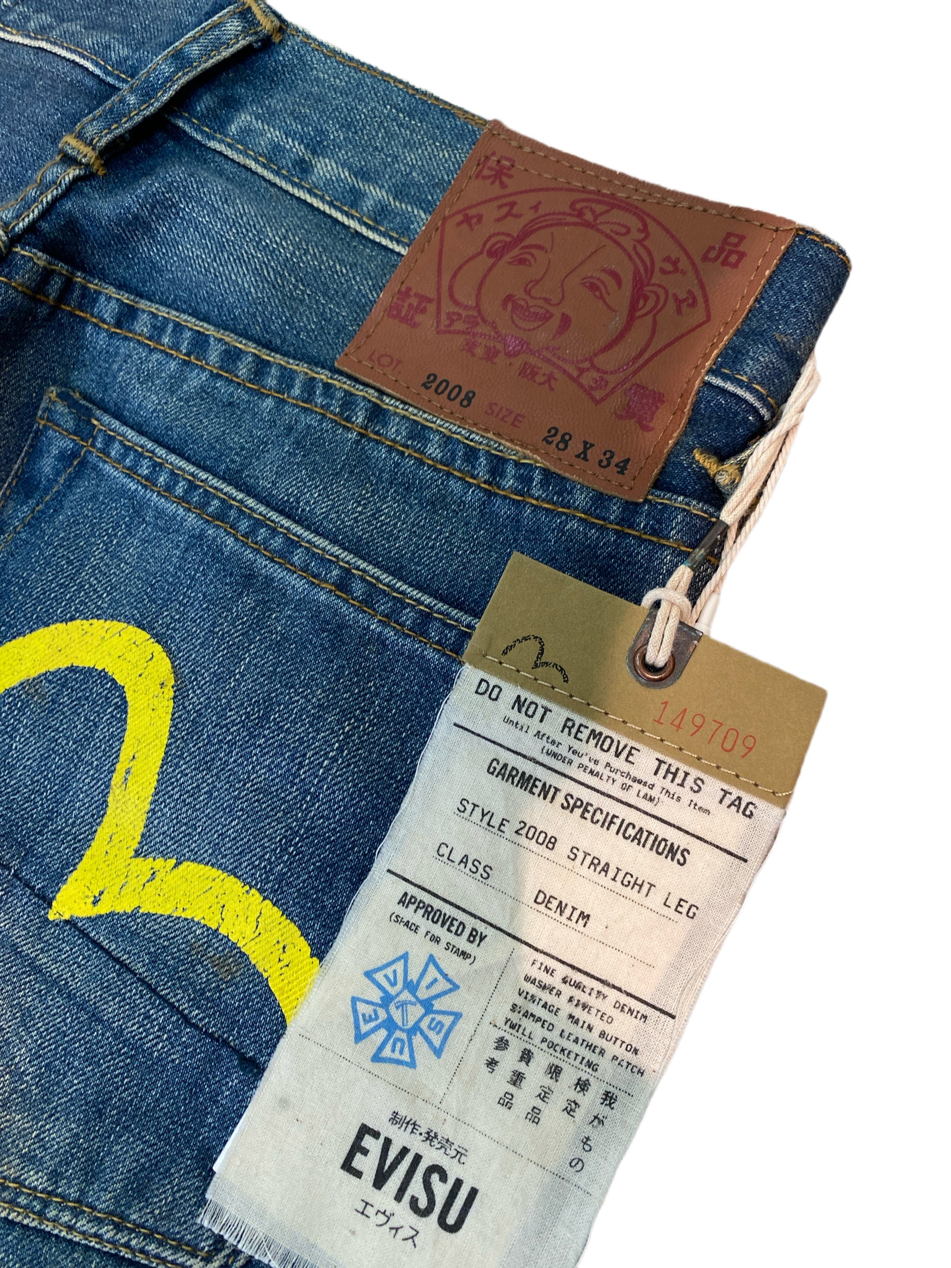 Evisu Yellow Seagull Washed Denim