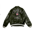 Avirex Varisty Army Green Leather Jacket