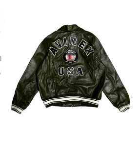 Avirex Varisty Army Green Leather Jacket