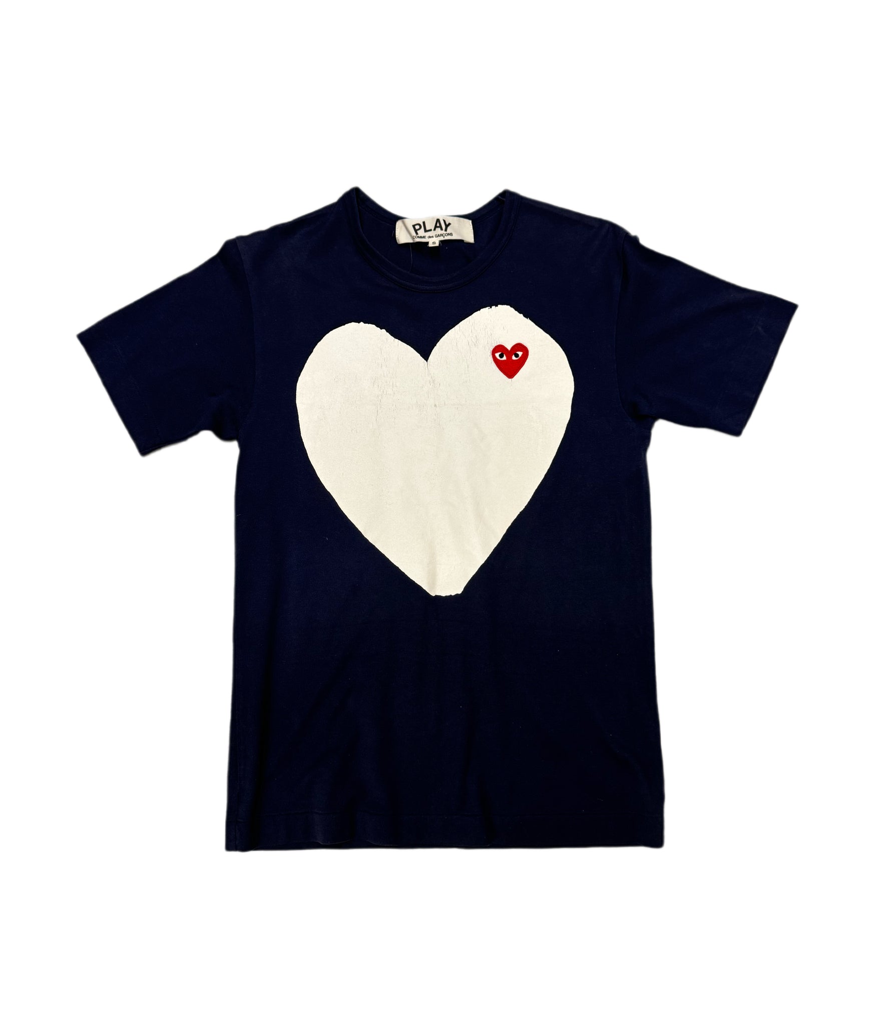 Comme des Garçons Play White Heart Navy Tee