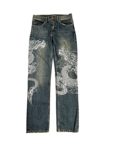 Acupuncture Dragon Washed Denim Jean