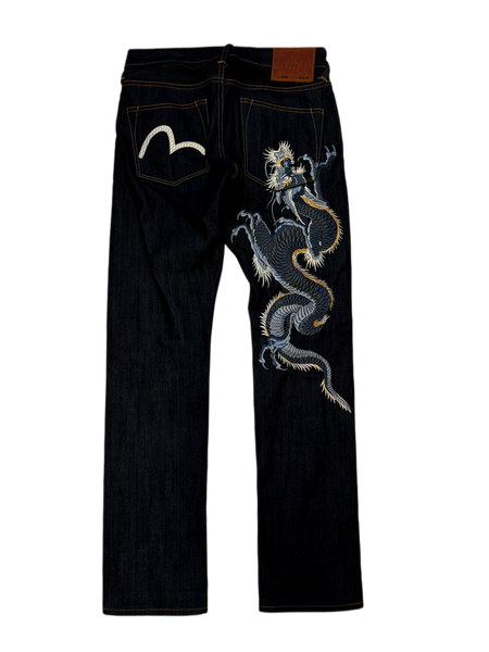 Evisu  Blue Long Dragon Embroidery  Seagull Denim Jean