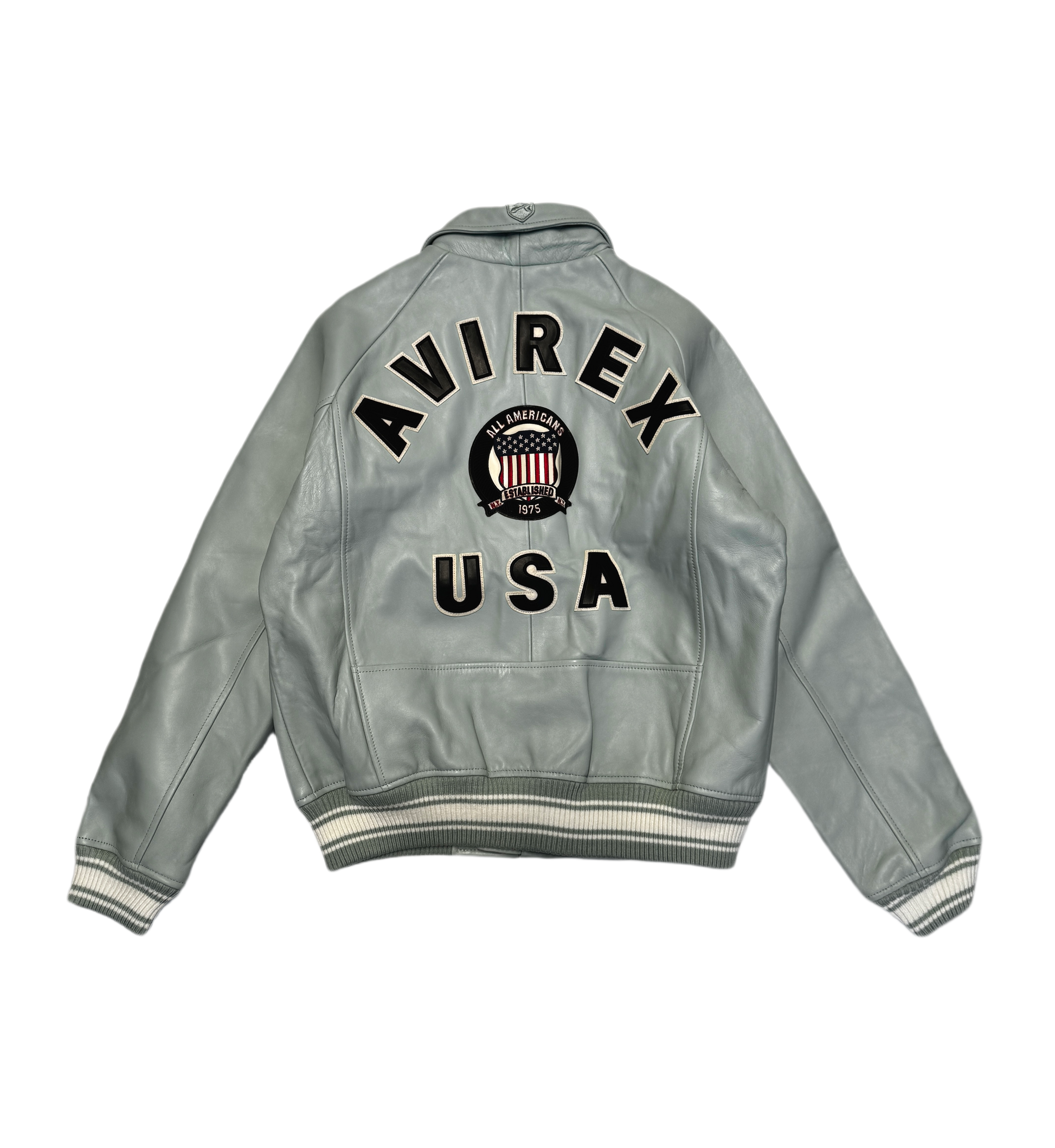 Avirex Varisty Baby Blue Leather Jacket