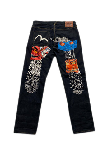 Evisu Embroidered  Tengu Ice Oni Daicock Denim Jean