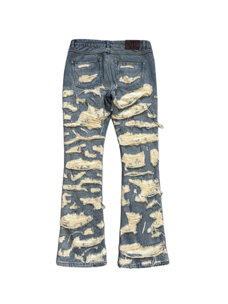 Handmade Rust Red Tag Ripped Jean Flared