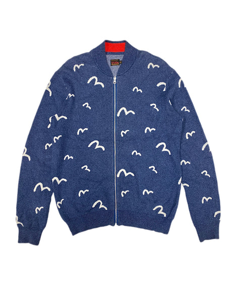 Evisu Seagull Monogram Navy Knitwear Sweater