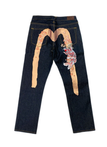 Evisu Pink Floral Fish Daicock Denim Jean