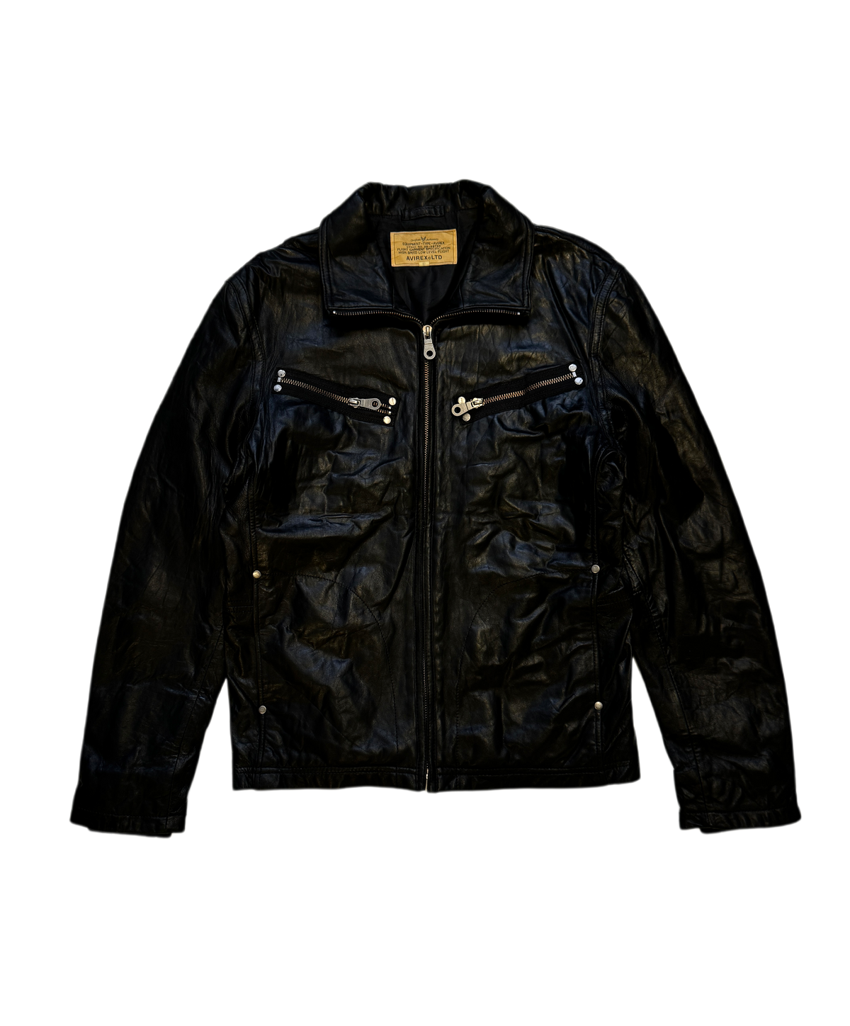 Avirex Black Biker Leather Jacket