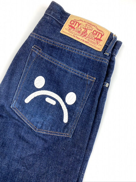 BAPE OG Milo Sad Face Denim Jean Indigo