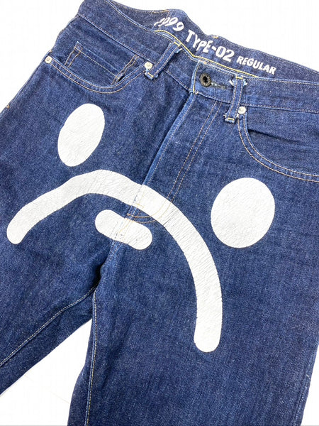 BAPE OG Milo Sad Face Denim Jean Indigo