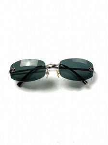 CHANEL Vintage Light Green Lenses Metal Sunglasses