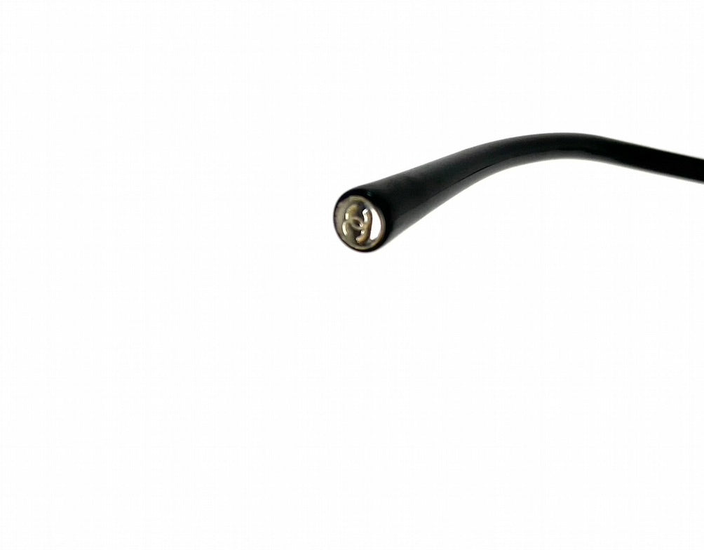 CHANEL Vintage Light Green Lenses Metal Sunglasses