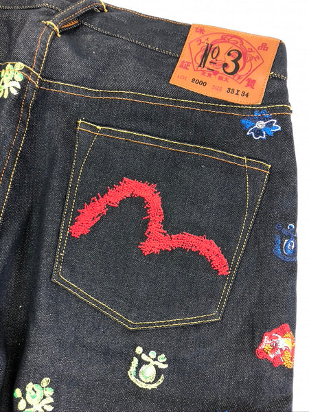 Evisu God Head Monogram Raw Denim