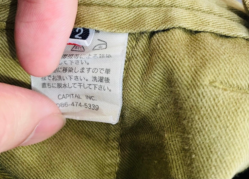 Kapital M65 Mustard Green Cargo Flare Pant