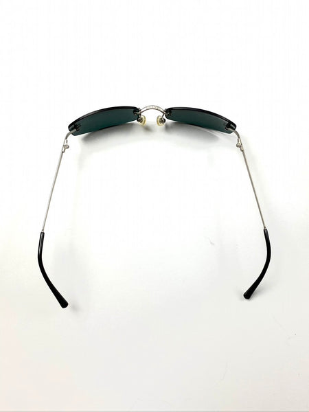 CHANEL Vintage Light Green Lenses Metal Sunglasses