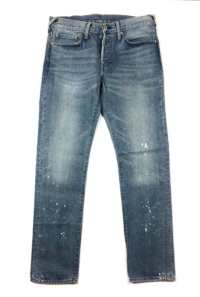 Evisu White Splashed Washed Denim Jean